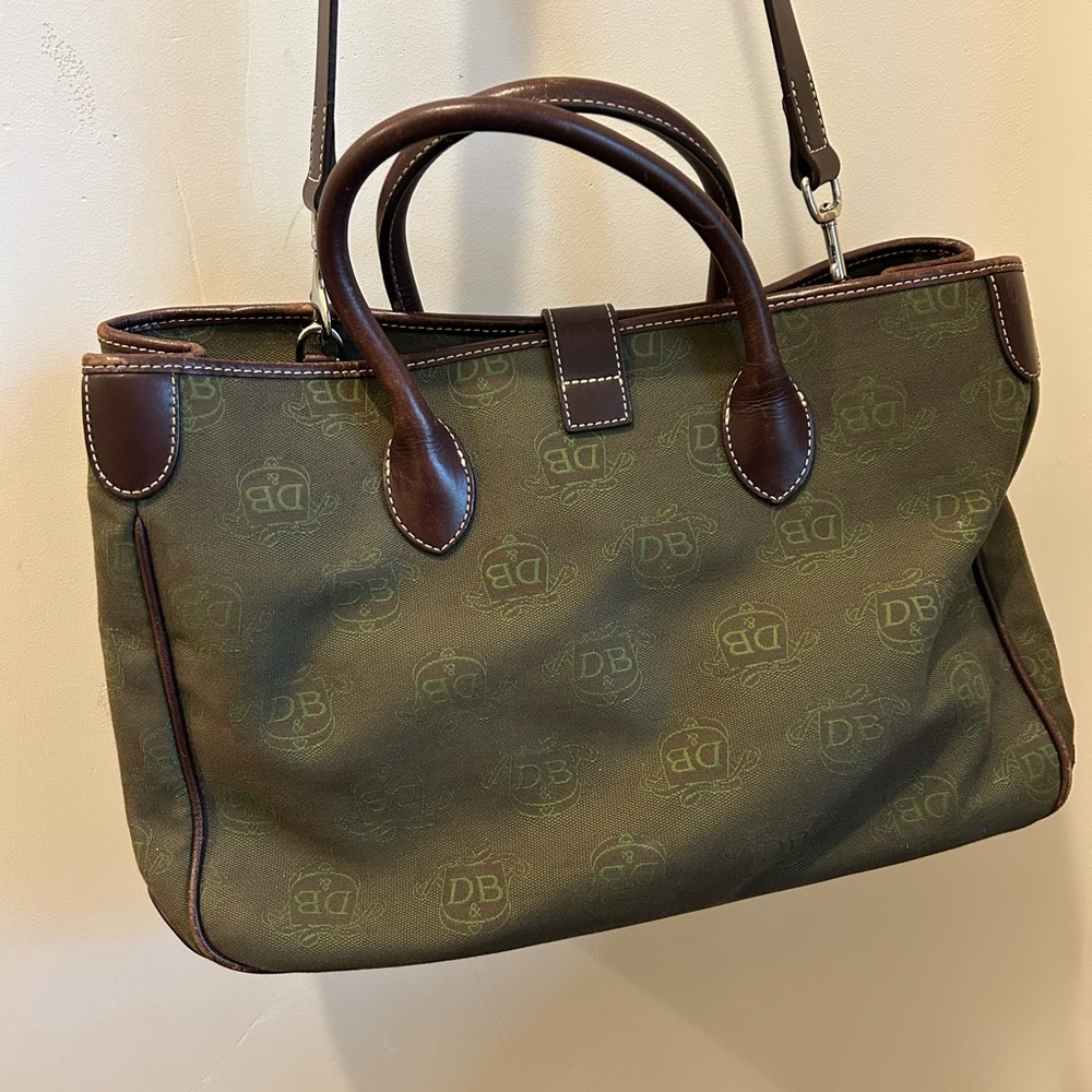 Vintage Dooney & Bourke Green Double Handle Tote - Picture 3 of 5